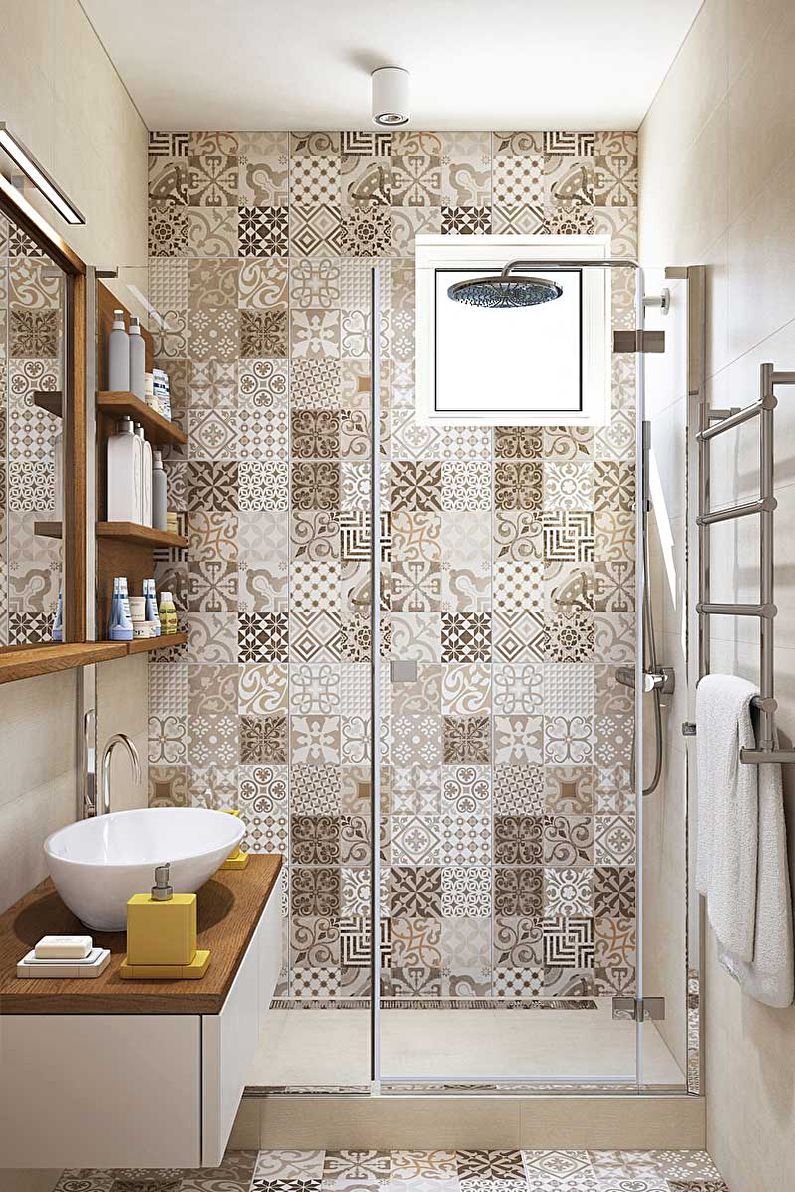 Interior design of a bathroom of 2 sq.m. - Photo