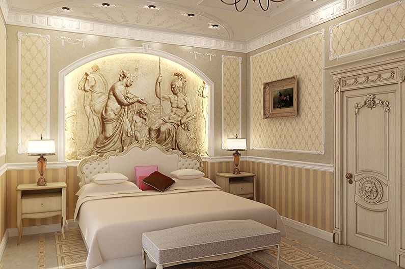Fresco op de muur in de slaapkamer interieur