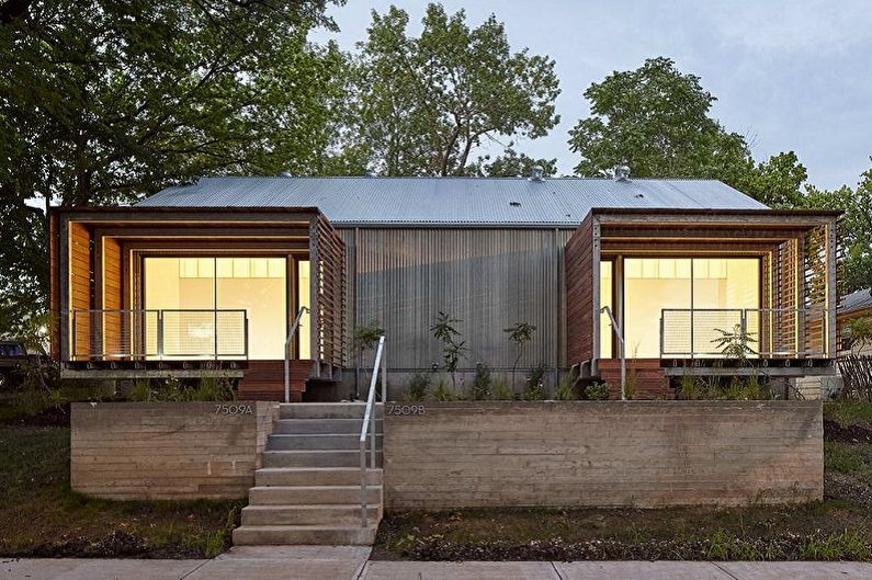 Moderne projekter med en-etagers huse - En-etagers hus med to indgange