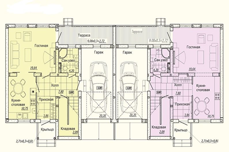 Moderne projekter med en-etagers huse - En-etagers hus med to indgange