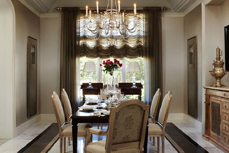 French curtains in the interior of the living room