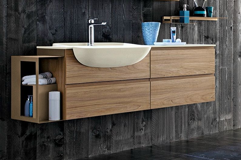 Types of cabinets under the sink in the bathroom - Hanging cabinet under the sink