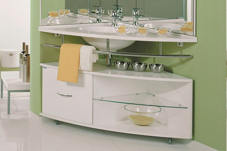 Types of cabinets under the sink in the bathroom - Corner cabinet under the sink