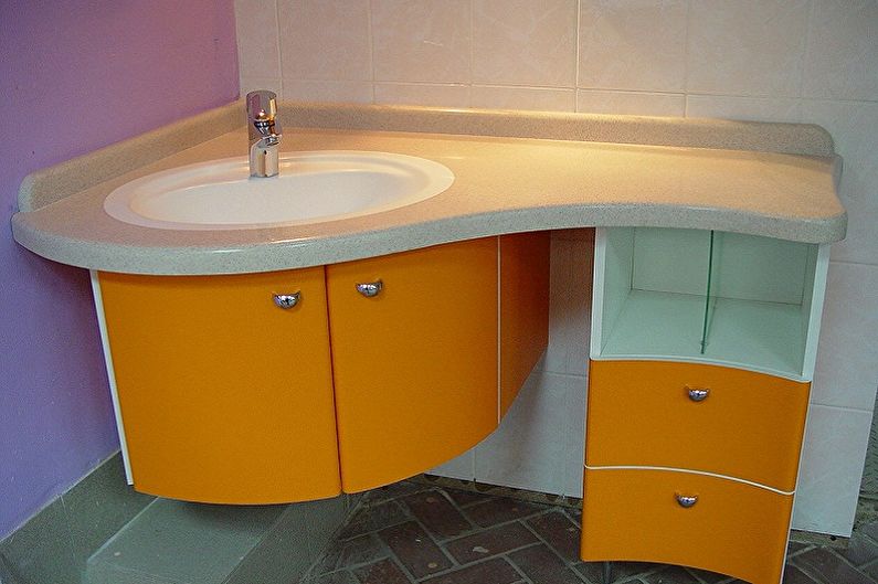 Types of cabinets under the sink in the bathroom - Corner cabinet under the sink