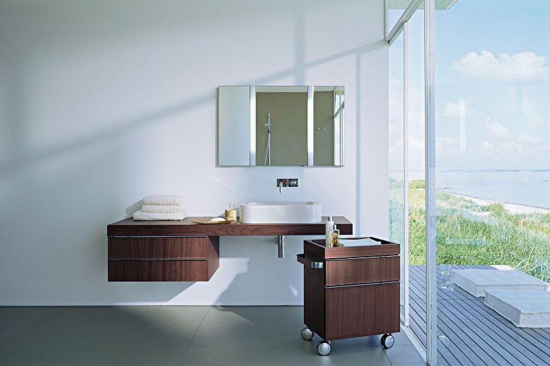 Types of cabinets under the sink in the bathroom - Cupboard under the sink on casters