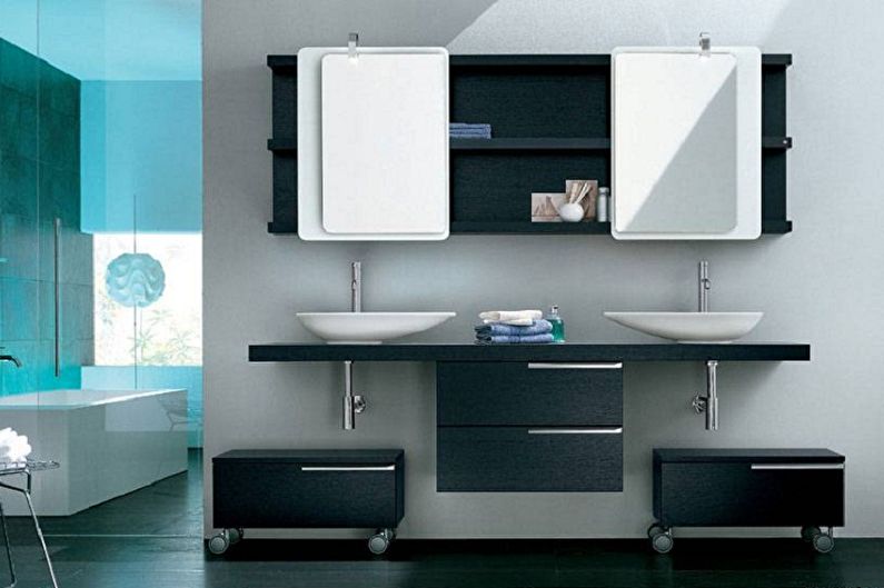 Types of cabinets under the sink in the bathroom - Cupboard under the sink on casters