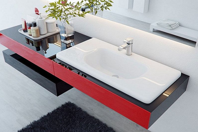 Cabinets under the sink in the bathroom - photo