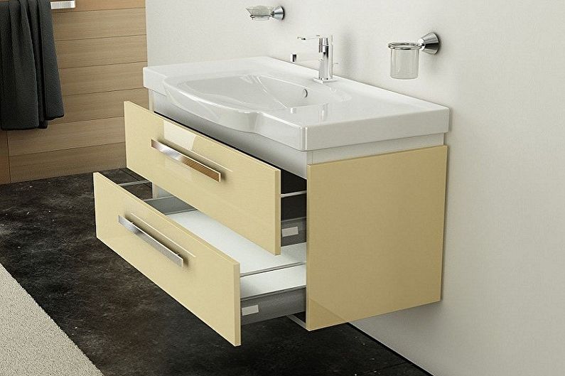 Cabinets under the sink in the bathroom - photo