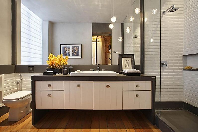 Cabinets under the sink in the bathroom - photo