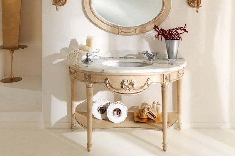 Cabinets under the sink in the bathroom - photo