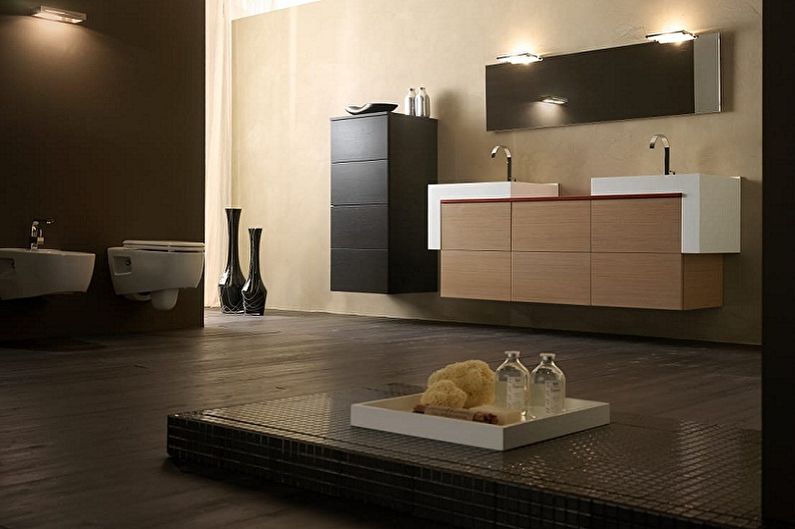 Cabinets under the sink in the bathroom - photo