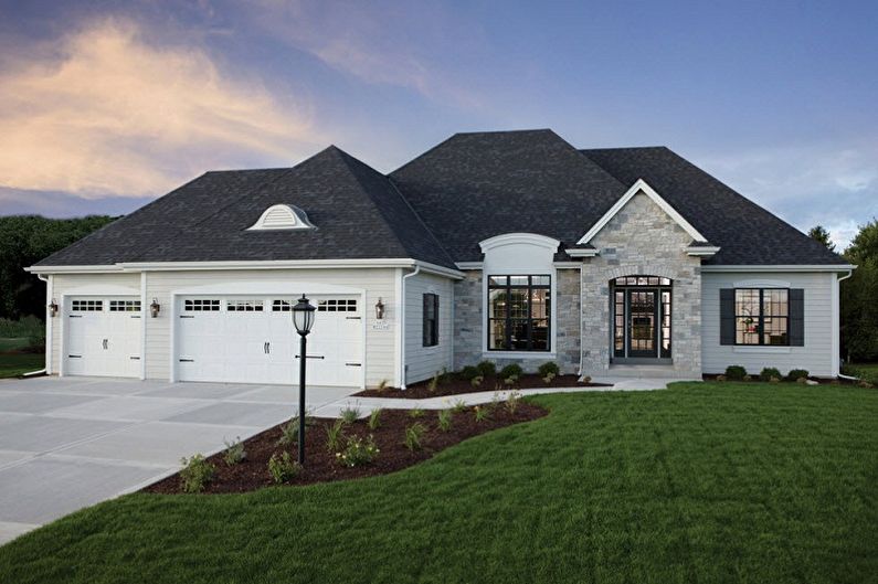 One-storey house with a garage (80 photos): projects and ideas