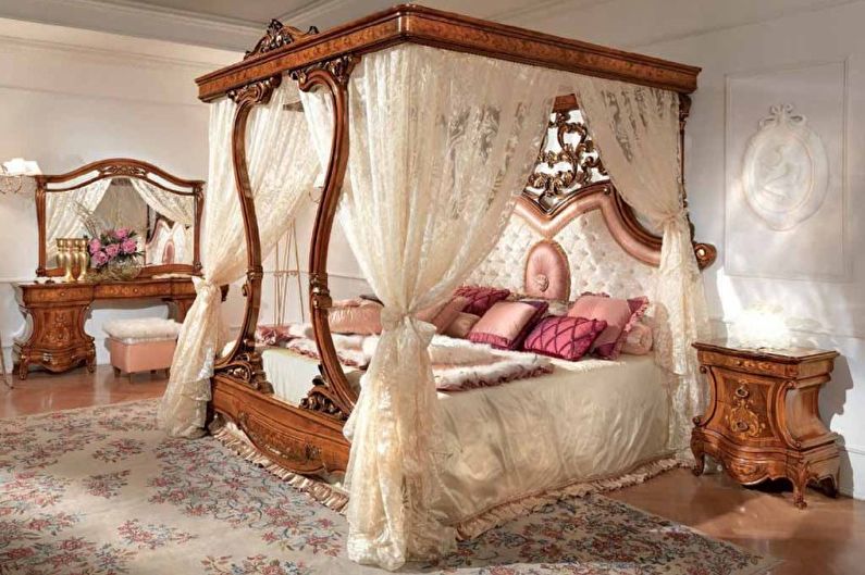 Four-poster bed (60 photos): types and models