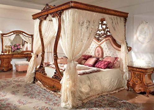 Four-poster bed (60 photos): types and models