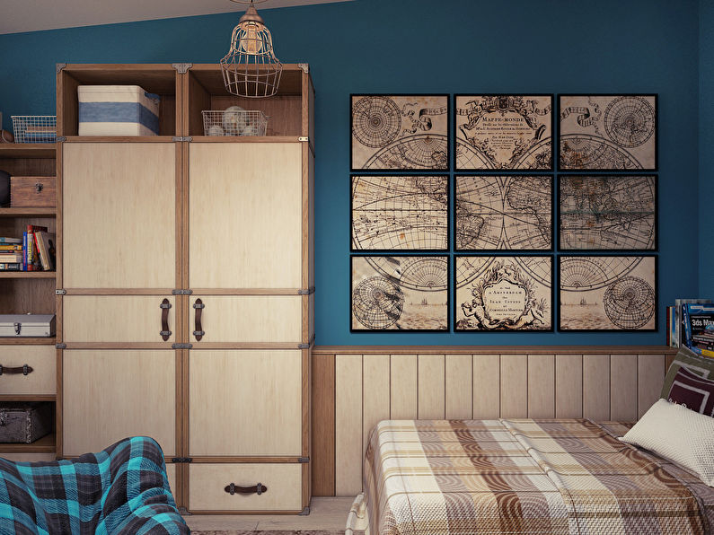 Loft style children's room interior for a teenager