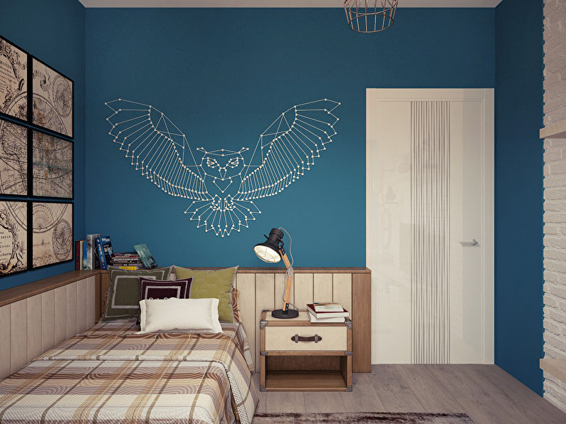 Loft style children's room interior for a teenager