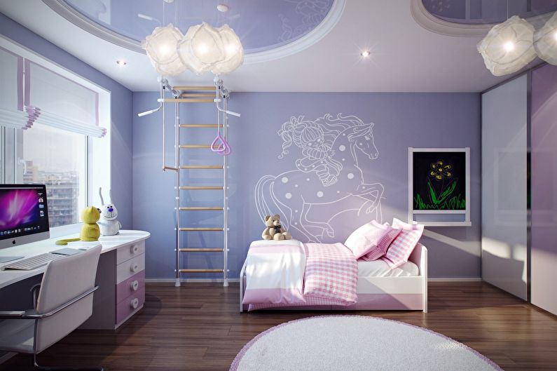Design av ett gipsplattstak i ett barns rum