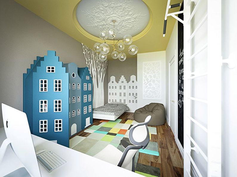 Design av ett gipsplattstak i ett barns rum