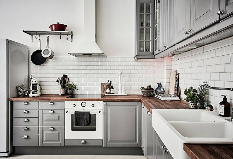 Gray Scandinavian style kitchen - design