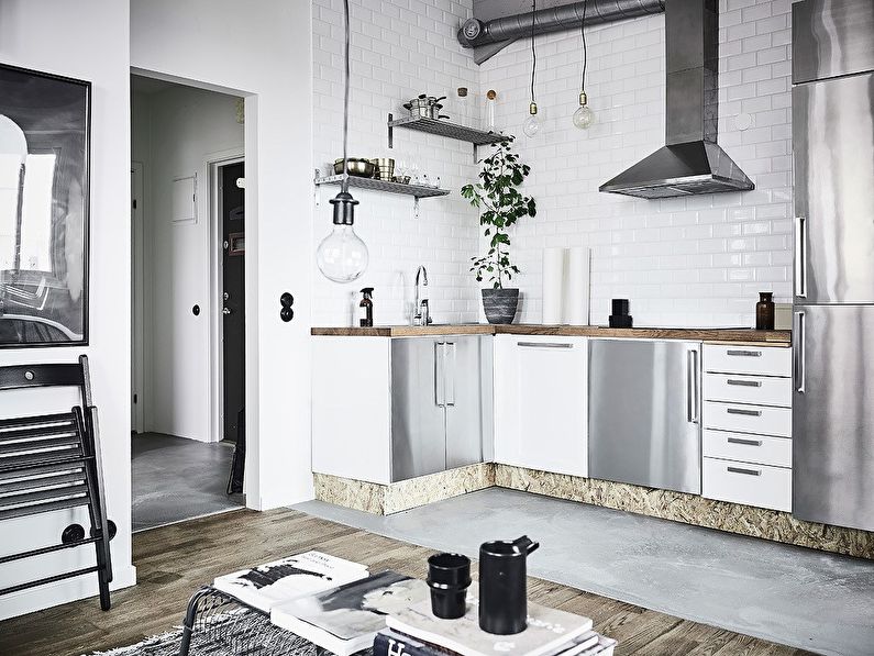 Gray Scandinavian style kitchen - design