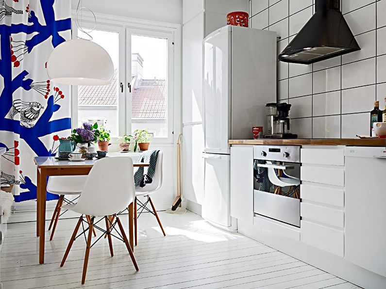 Scandinavian-style kitchen interior design - Window curtains