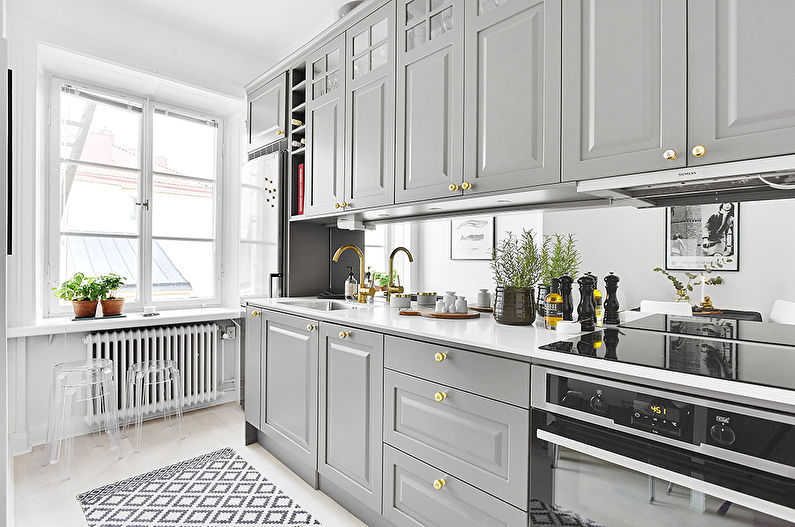 Gray Scandinavian style kitchen - interior design