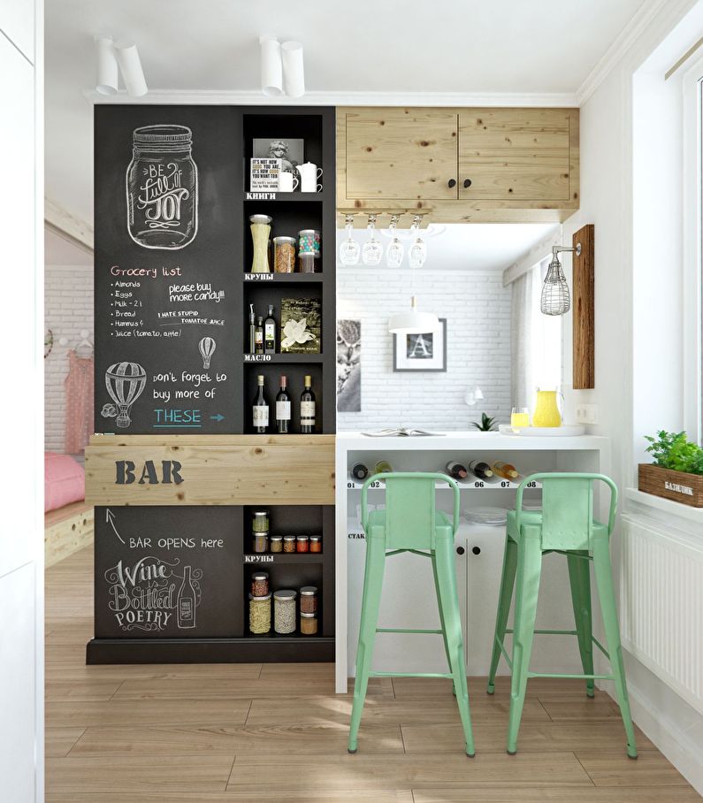 Scandinavian-style kitchen - bar counter