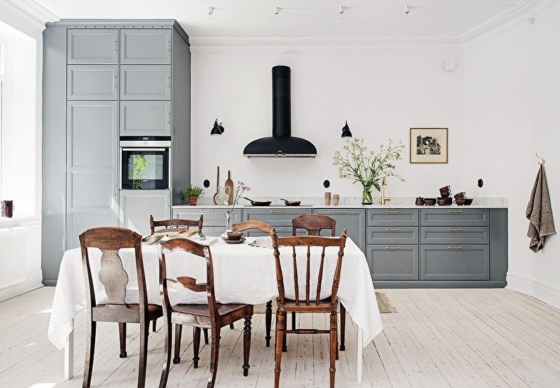 Scandinavian style kitchen design - gray kitchen set