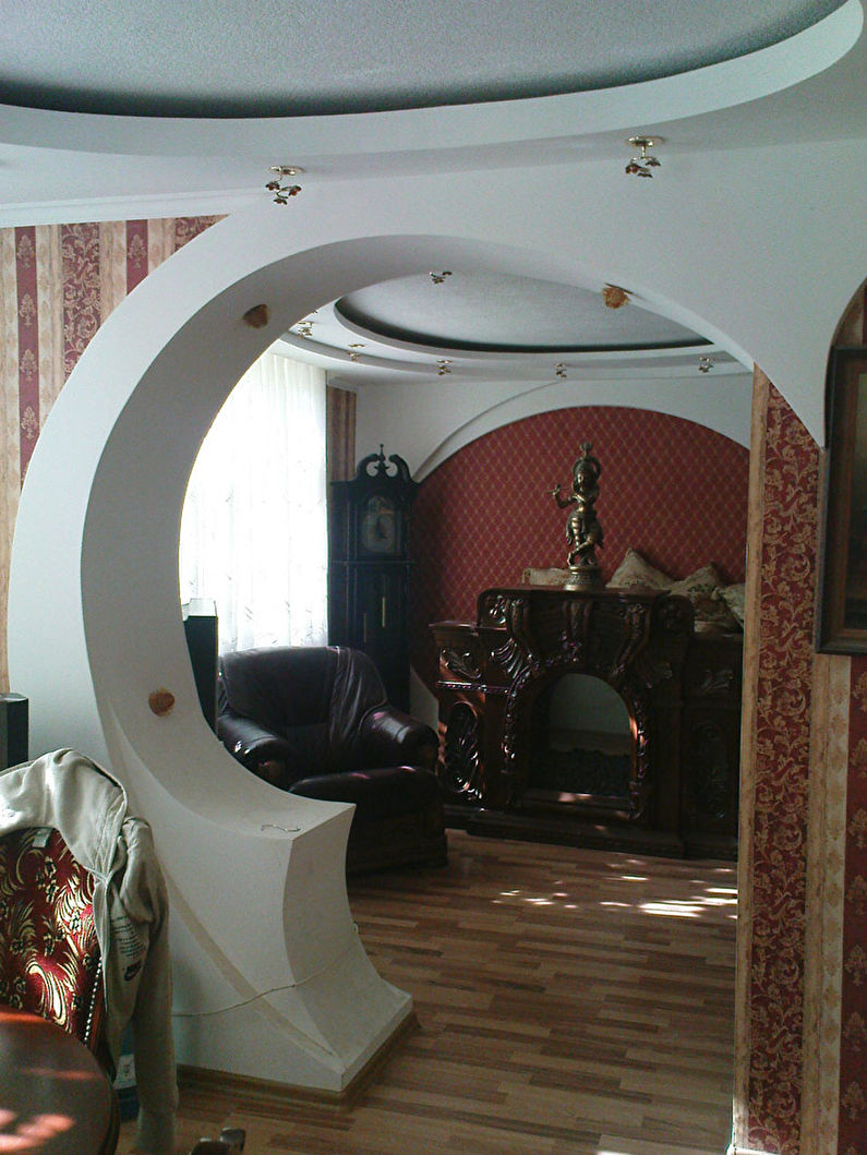 Round arches from drywall - design, photo in the interior
