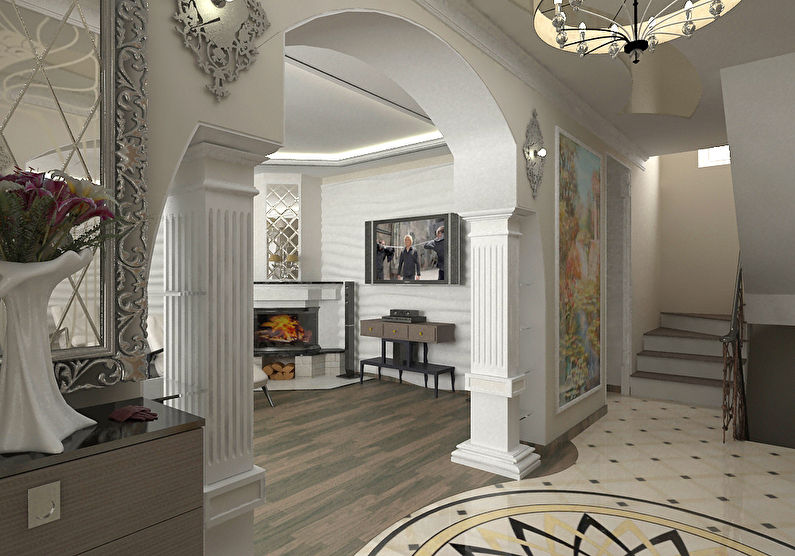 Drywall interior arch - entrance hall, design