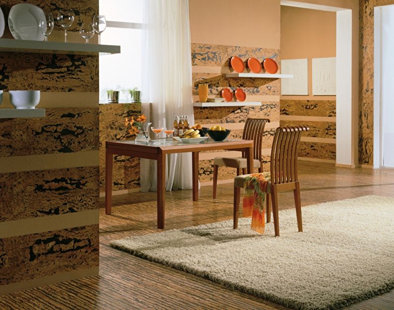 Cork wallpaper for the kitchen