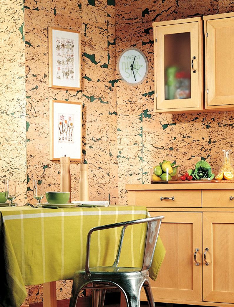 Cork wallpaper for the kitchen