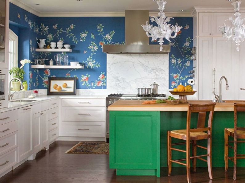 Wallpaper for the kitchen in a classic style