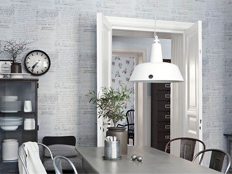 White wallpaper for the kitchen