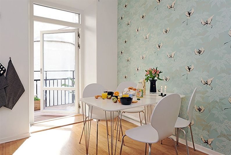 Green wallpaper for the kitchen
