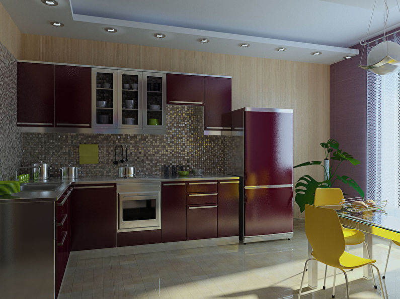 Beige wallpaper for the kitchen - design photo