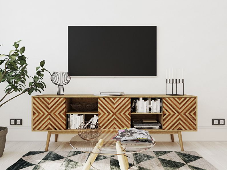 Interior of a small apartment of 30 m2 in a Scandinavian style