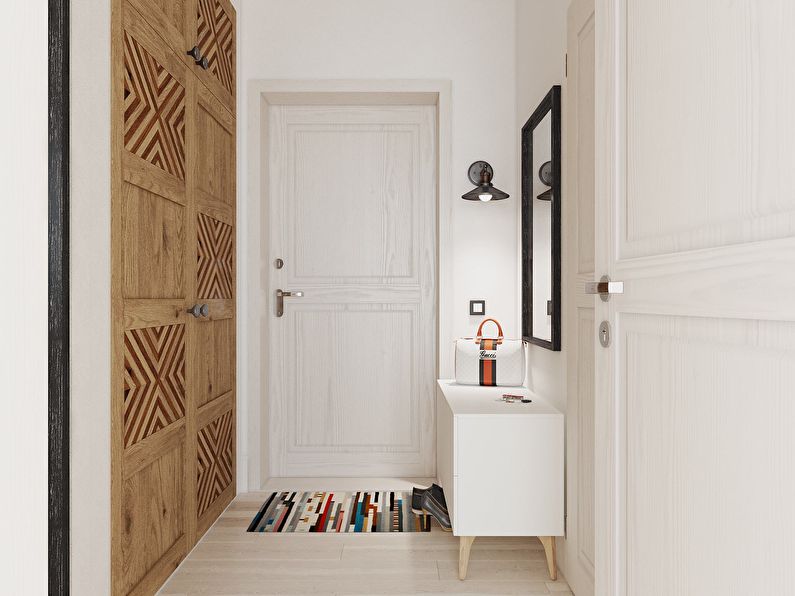Interior of a small apartment of 30 m2 in a Scandinavian style