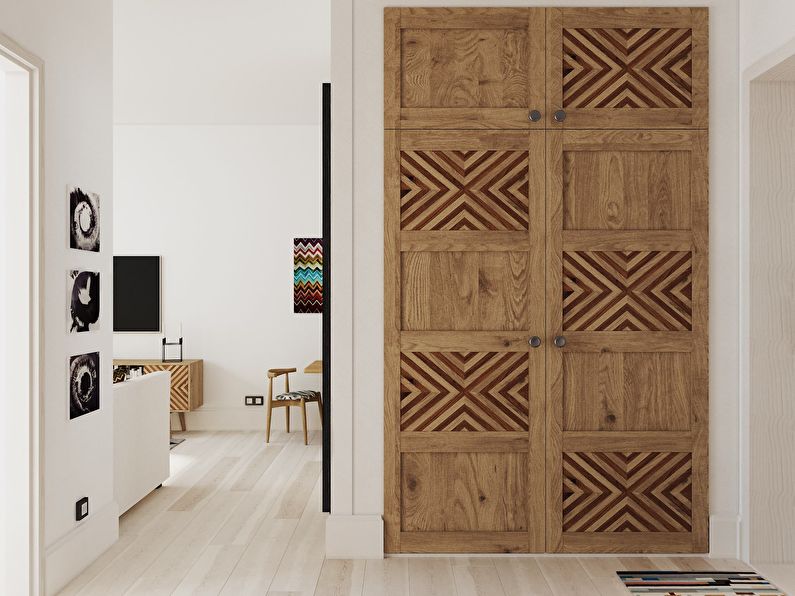 Interior of a small apartment of 30 m2 in a Scandinavian style