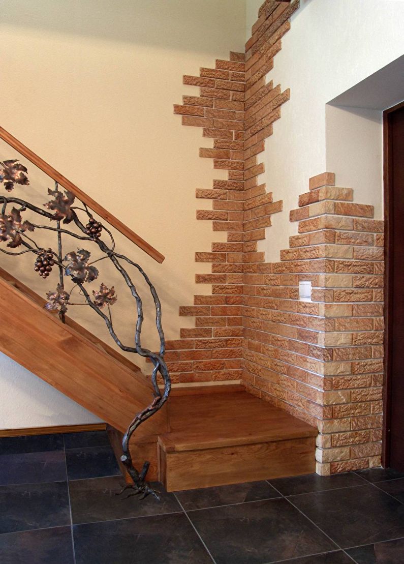Decoration of stairs with decorative stone - photo