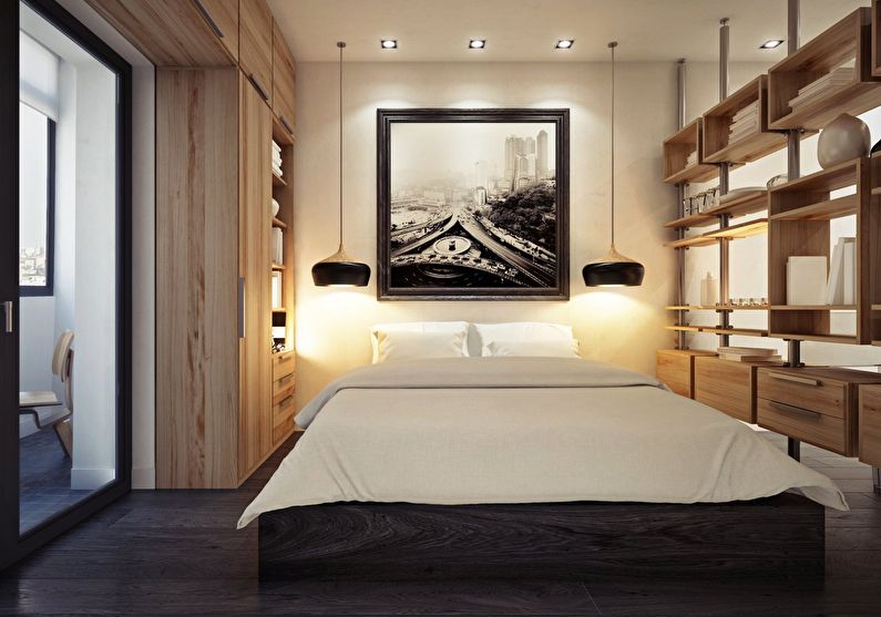 Design of a small bedroom in a modern style - photo