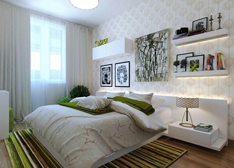 Design of a small bedroom in a modern style - photo