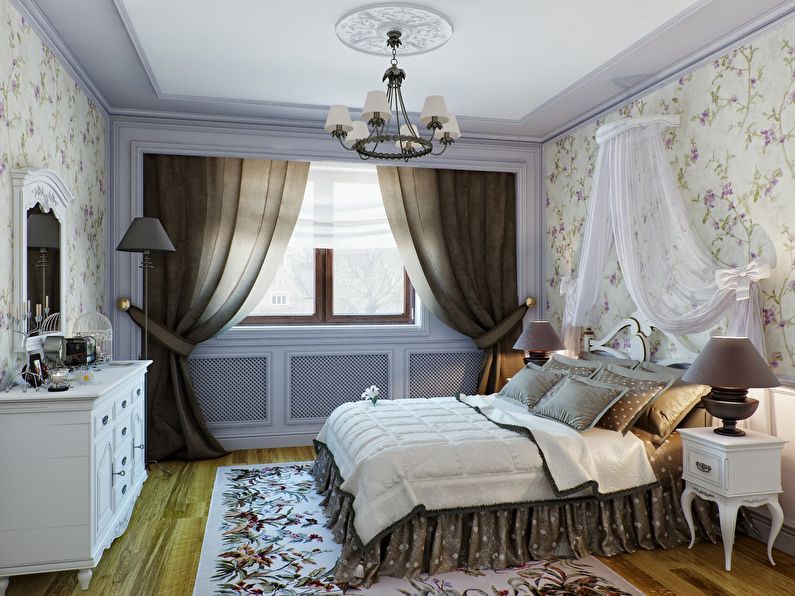 Design of a small bedroom in Provence style - photo