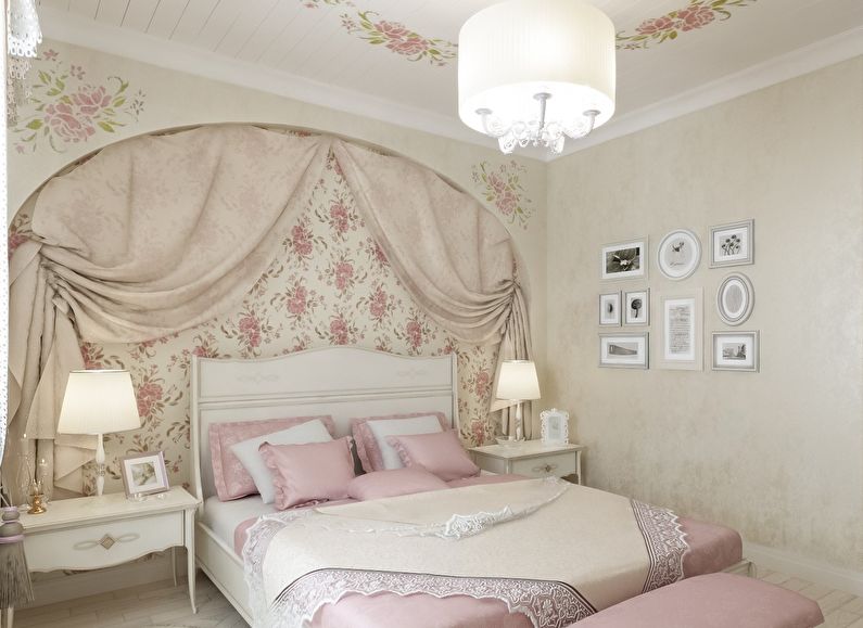 Design of a small bedroom in Provence style - photo