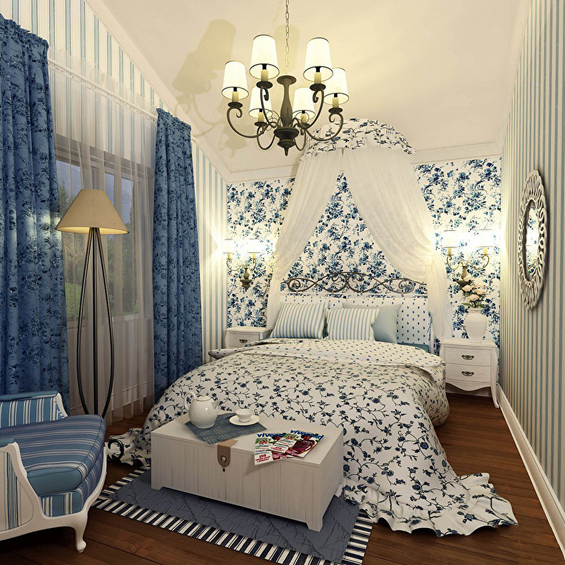 Design of a small bedroom in Provence style - photo