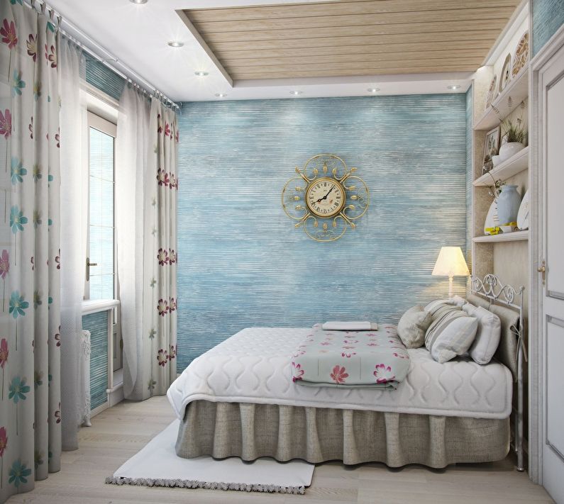 Design of a small bedroom in Provence style - photo