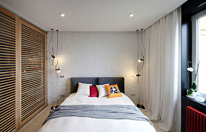 Design of a small bedroom in the loft style - photo