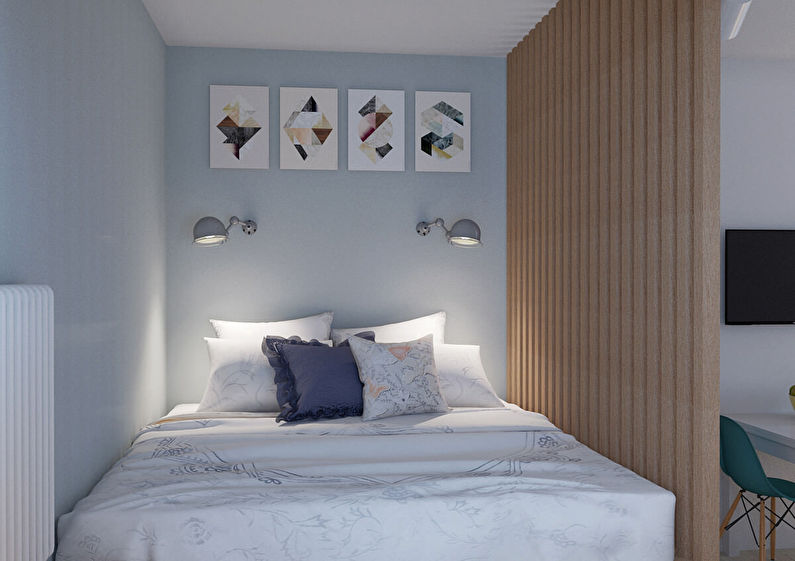 Design of a small bedroom in the style of minimalism - photo