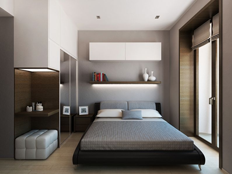 Design of a small bedroom in the style of minimalism - photo