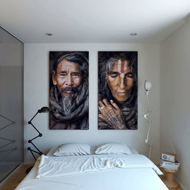 Design of a small bedroom in the style of minimalism - photo